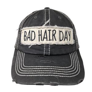 Bad Hair Day Strapback Hat Gray One Size Distressed KB ETHOS Vintage